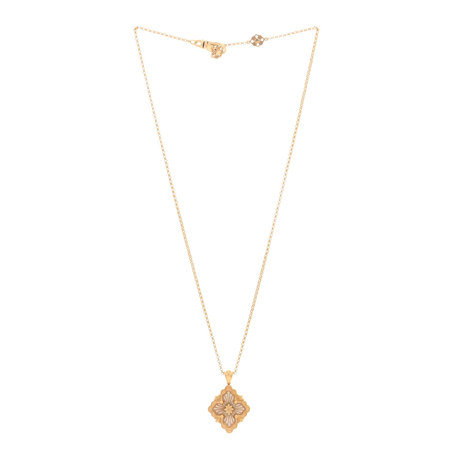Buccellati 18K Yellow Gold Mother of Pearl Opera Tulle Pendant Necklace 3 of 4