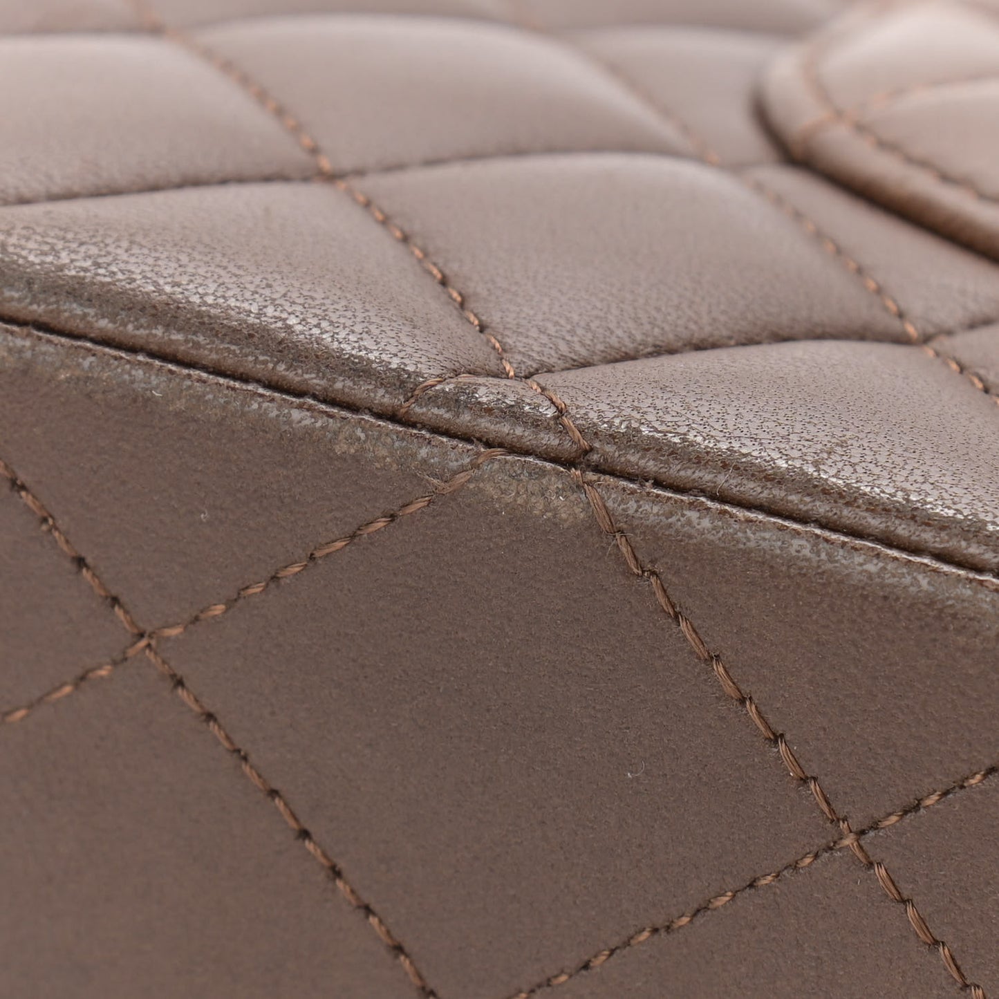 Lambskin Quilted Medium Double Flap Brown