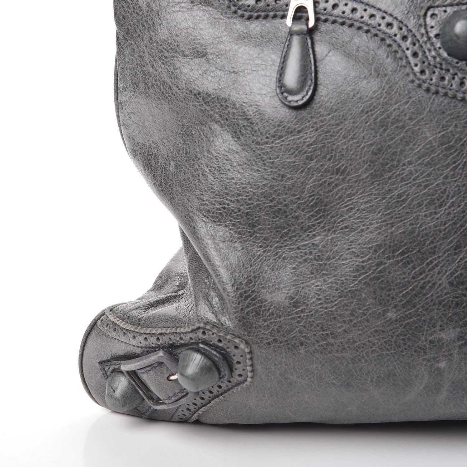 Balenciaga Agneau Giant Brogues Hardware Besace Hobo Storm 9 of 12