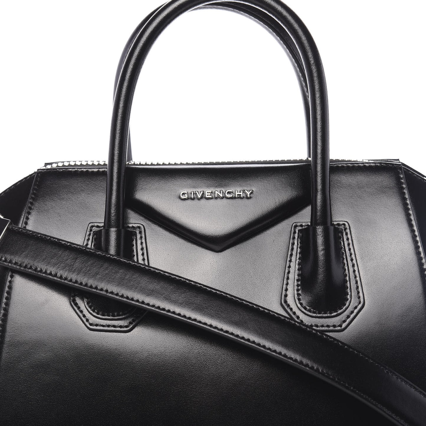 Shiny Lord Calfskin Small Antigona Black
