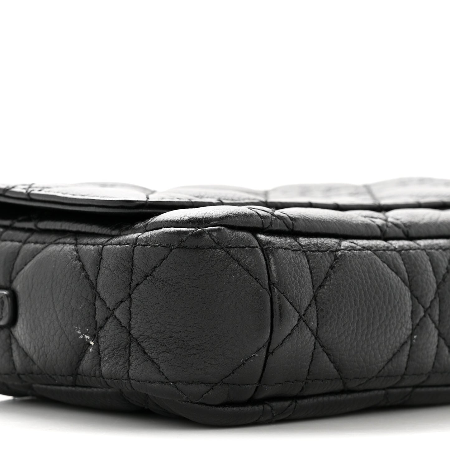 Supple Calfskin Cannage Caro Pouch With Chain  Black