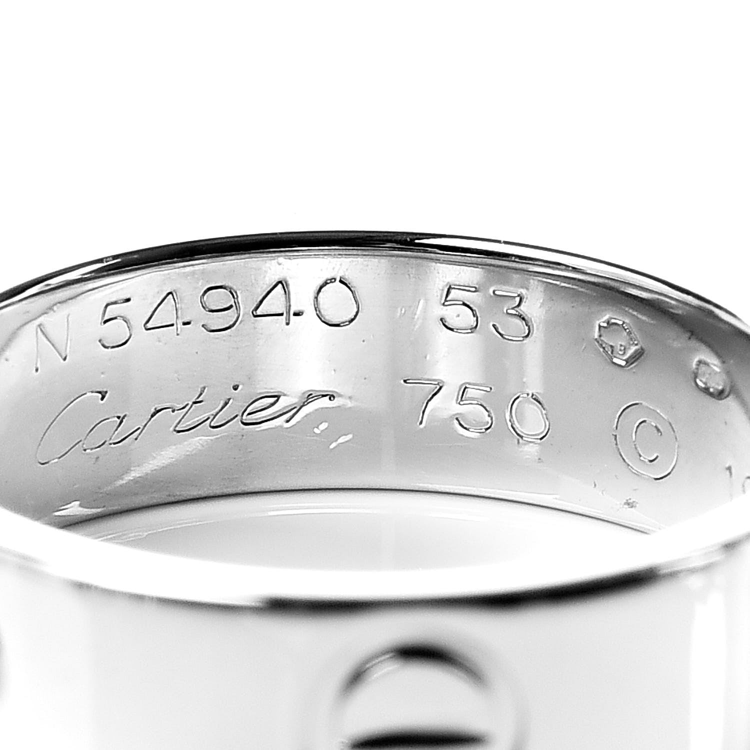 Cartier 18K White Gold 5.5mm LOVE Ring 53 6.25 4 of 4