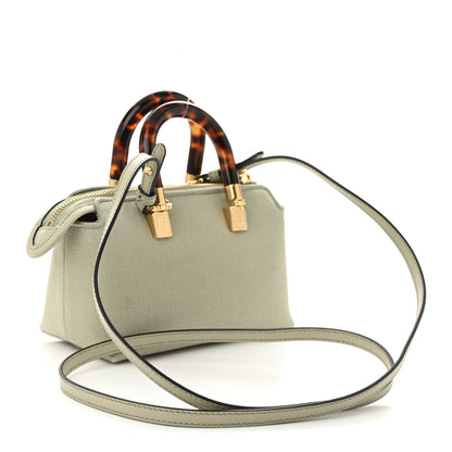 Fendi Canvas Vitello King Plexiglass Logo Embroidered Mini By The Way Top Handle Boston Bag Green Tea 3 of 10