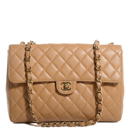 Chanel Caviar Jumbo Single Flap Beige 1 of 9