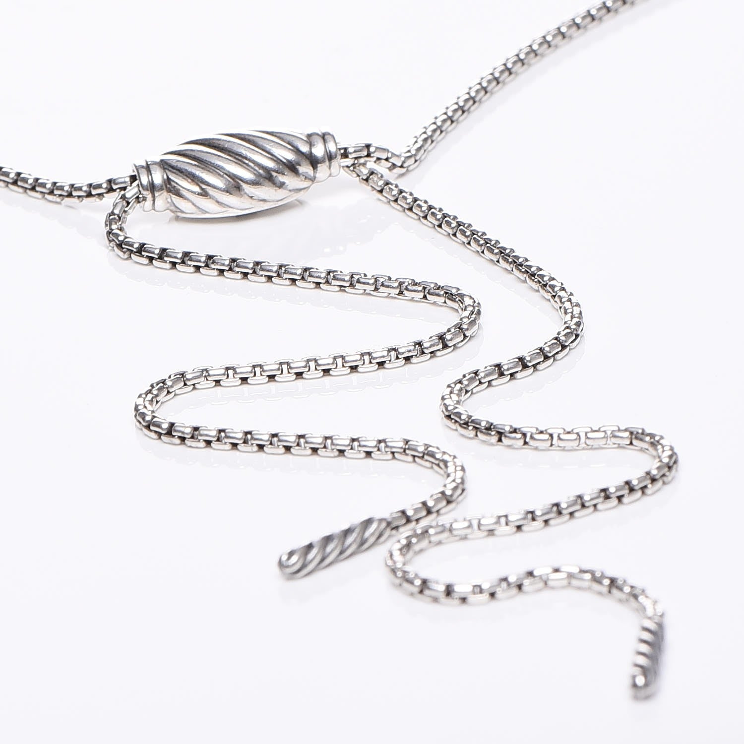 David Yurman Sterling Silver Diamond Large Willow Pendant Necklace 6 of 7