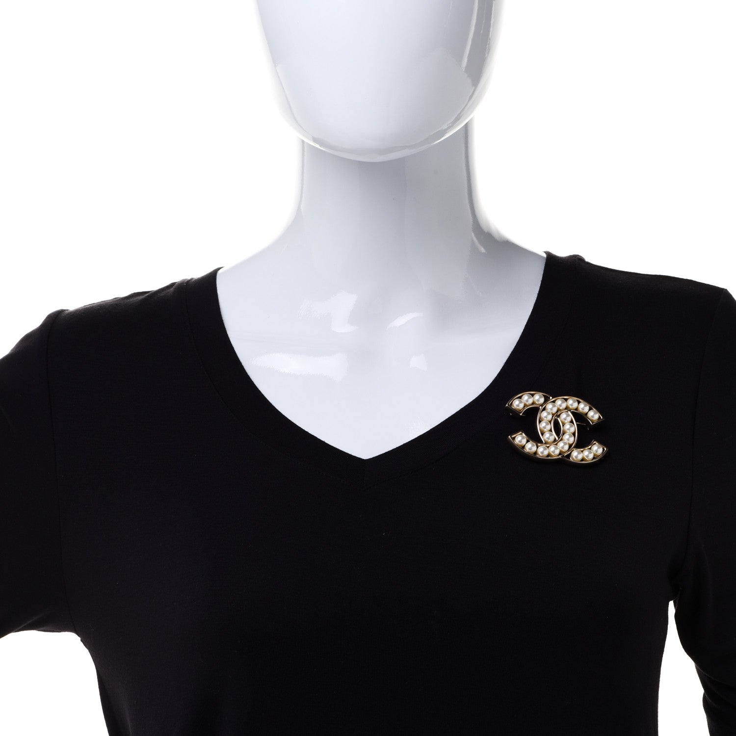 Chanel Pearl CC Brooch Light Gold 2 of 5