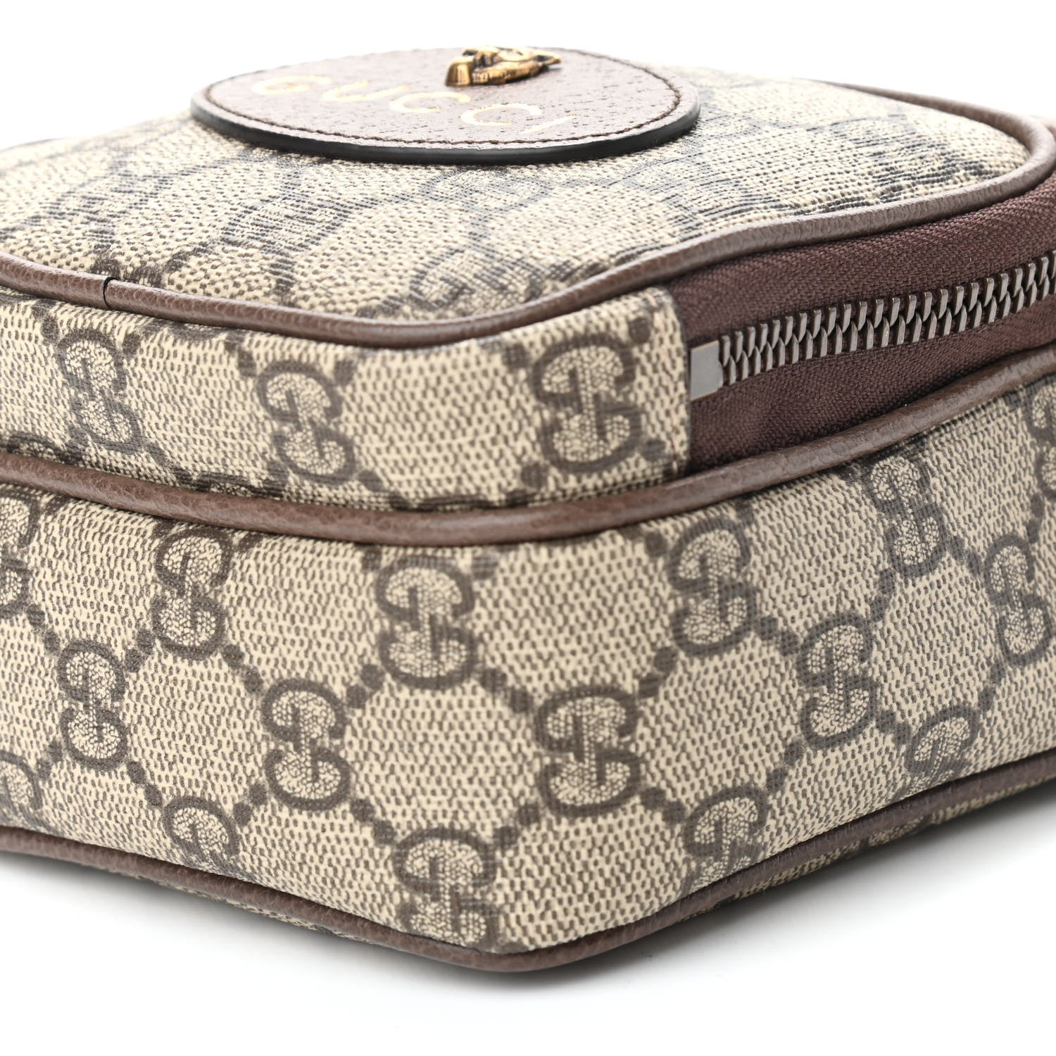 Gucci GG Supreme Monogram Mini Neo Vintage Double Zip Messenger Bag Beige New Acero Crop 9 of 9
