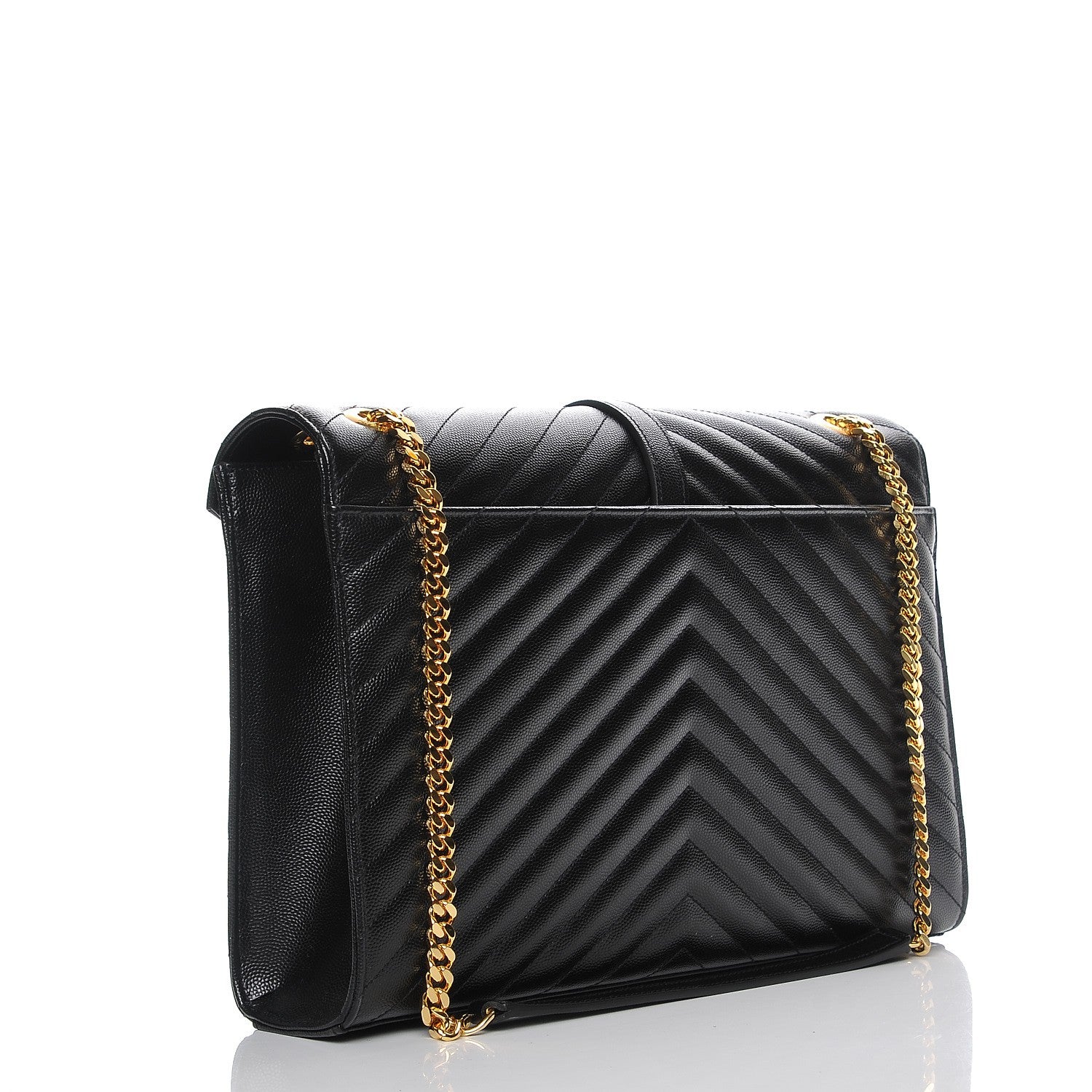 Saint Laurent Grain De Poudre Matelasse Chevron Large Monogram Satchel Black 3 of 7