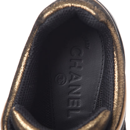 Chanel Metallic Fabric Calfskin Womens CC Sneakers 36 Golden Brown 6 of 9