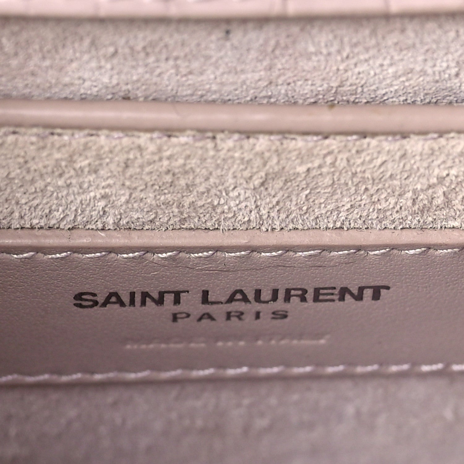 Saint Laurent Calfskin Crocodile Embossed Medium Monogram Sunset Powder Pink 6 of 11