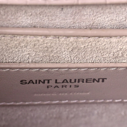 Saint Laurent Calfskin Crocodile Embossed Medium Monogram Sunset Powder Pink 6 of 11