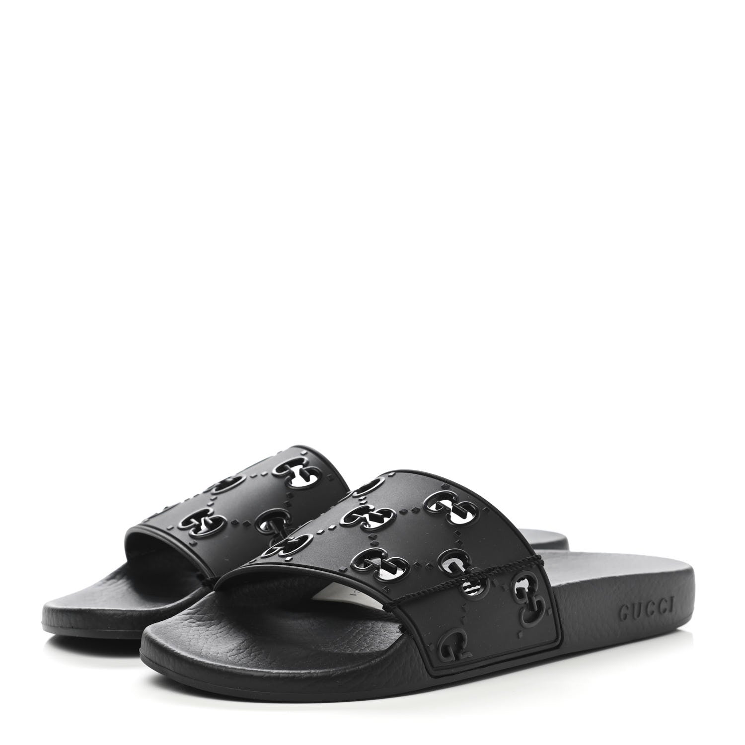 Gucci Rubber GG Monogram Perforated Womens Slide Sandals 40 Black 3 of 7