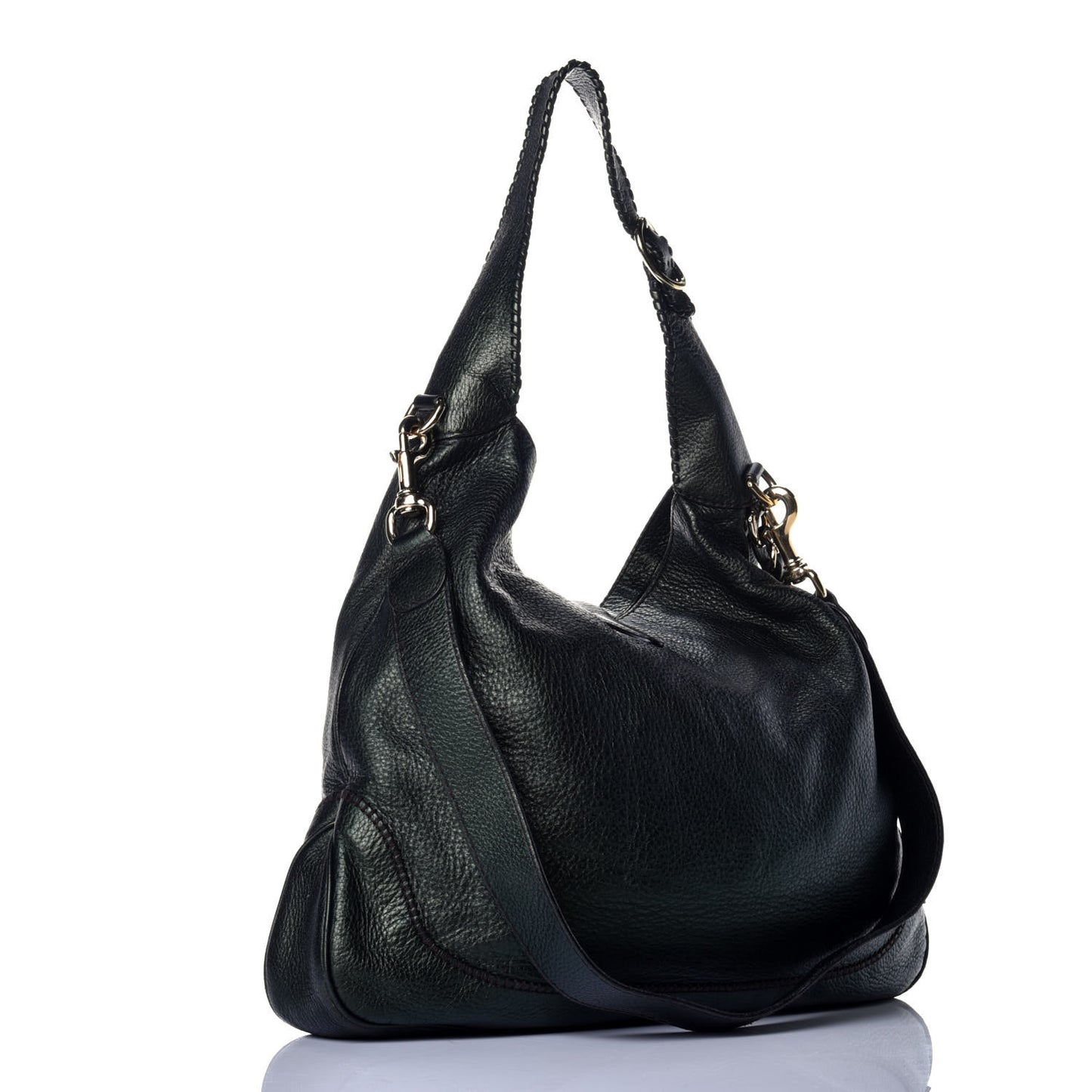 Calfskin Large New Jackie Shoulder Bag Black
