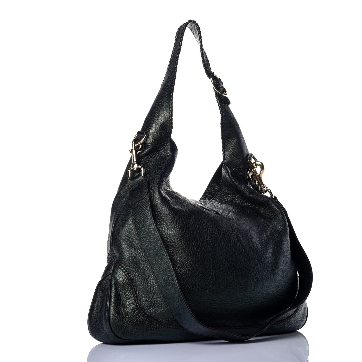 Gucci Calfskin Large New Jackie Shoulder Bag Black 3 of 10