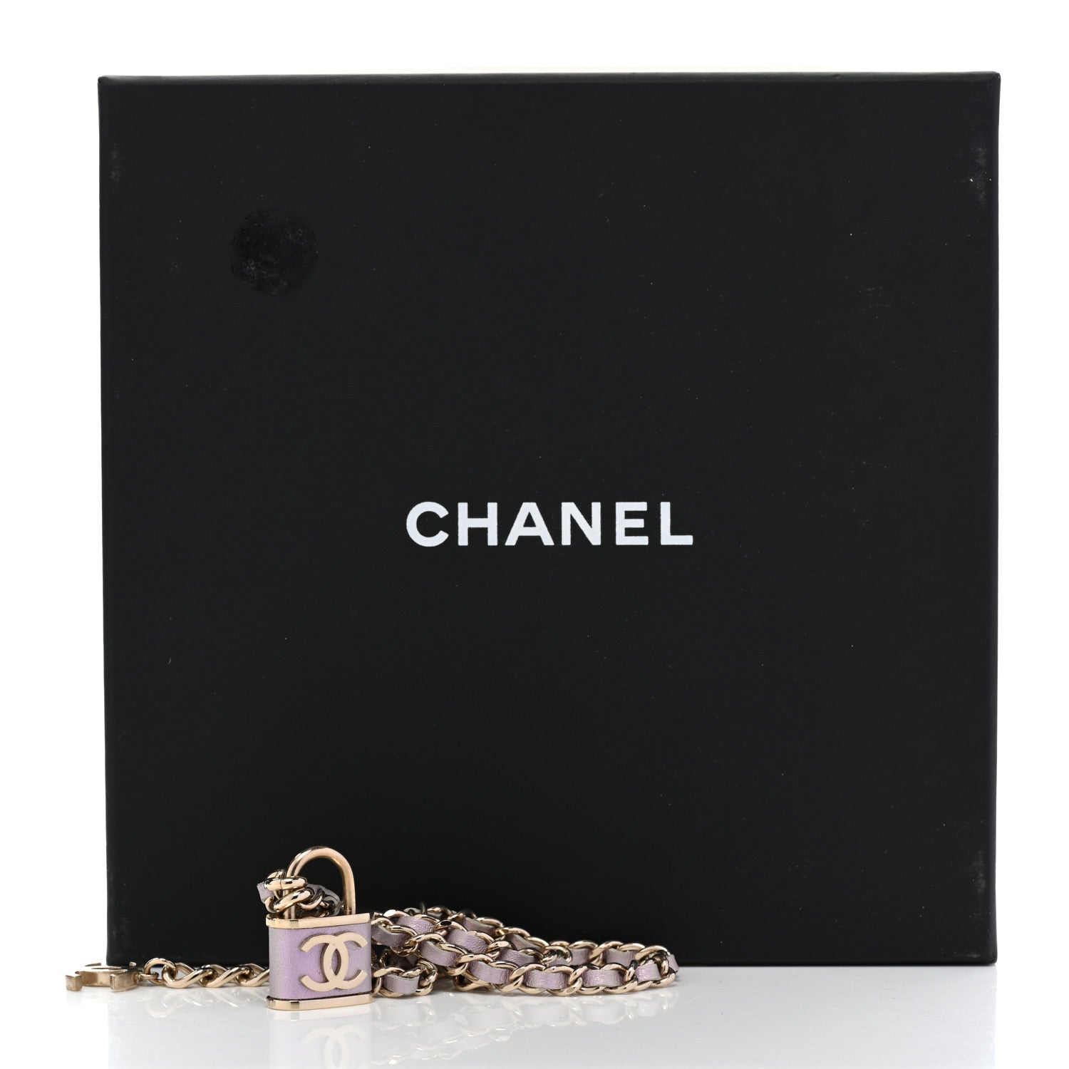 Chanel Metal Lambskin Chain CC Lock Choker Necklace Lilac 6 of 6