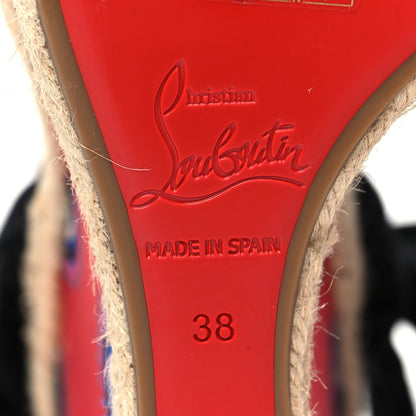Christian Louboutin Calfskin Des Cyclades Athina Printed 120 Wedge Sandals 38 Black Multicolor 6 of 8