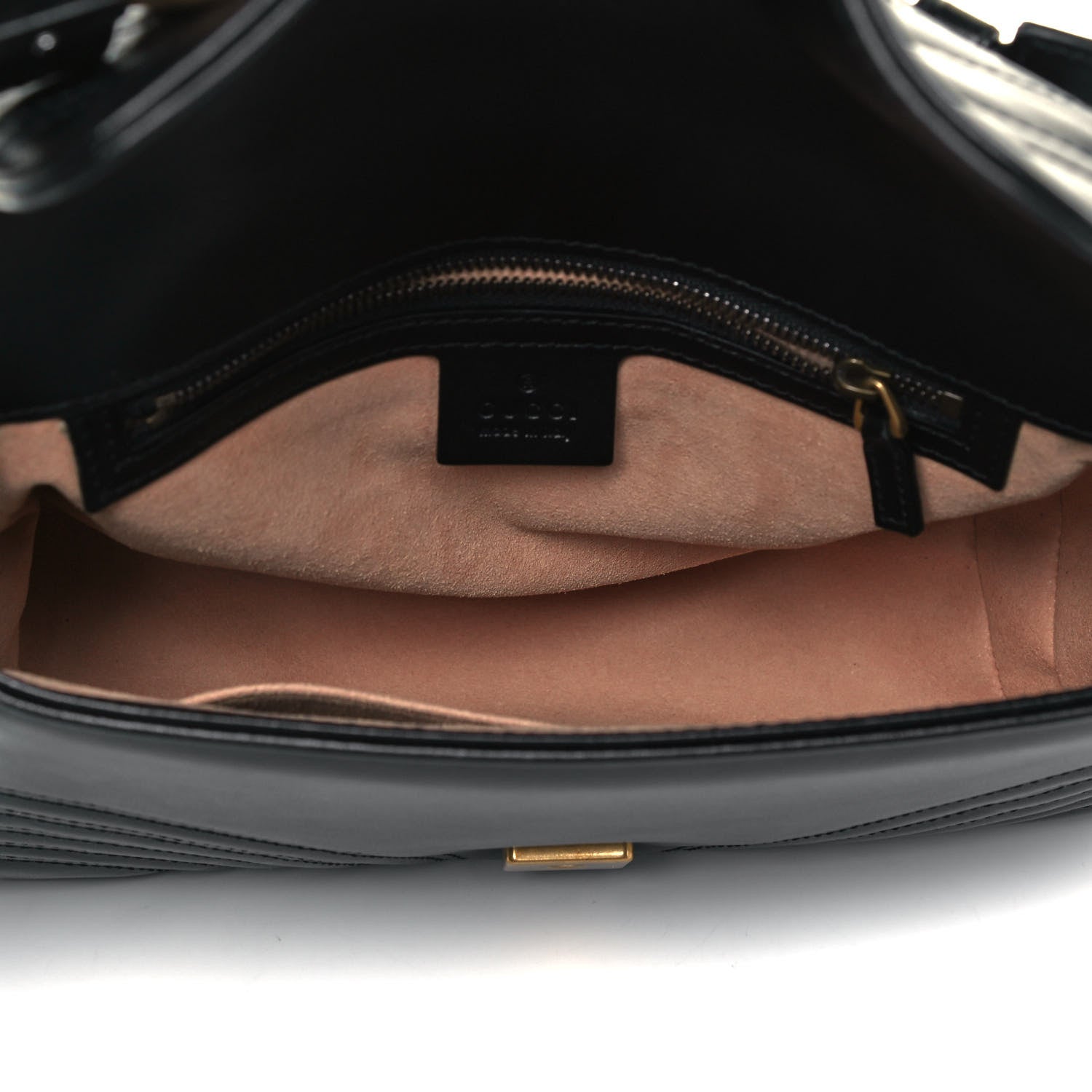 Gucci Calfskin Matelasse Small GG Marmont Top Handle Shoulder Bag Black 5 of 9