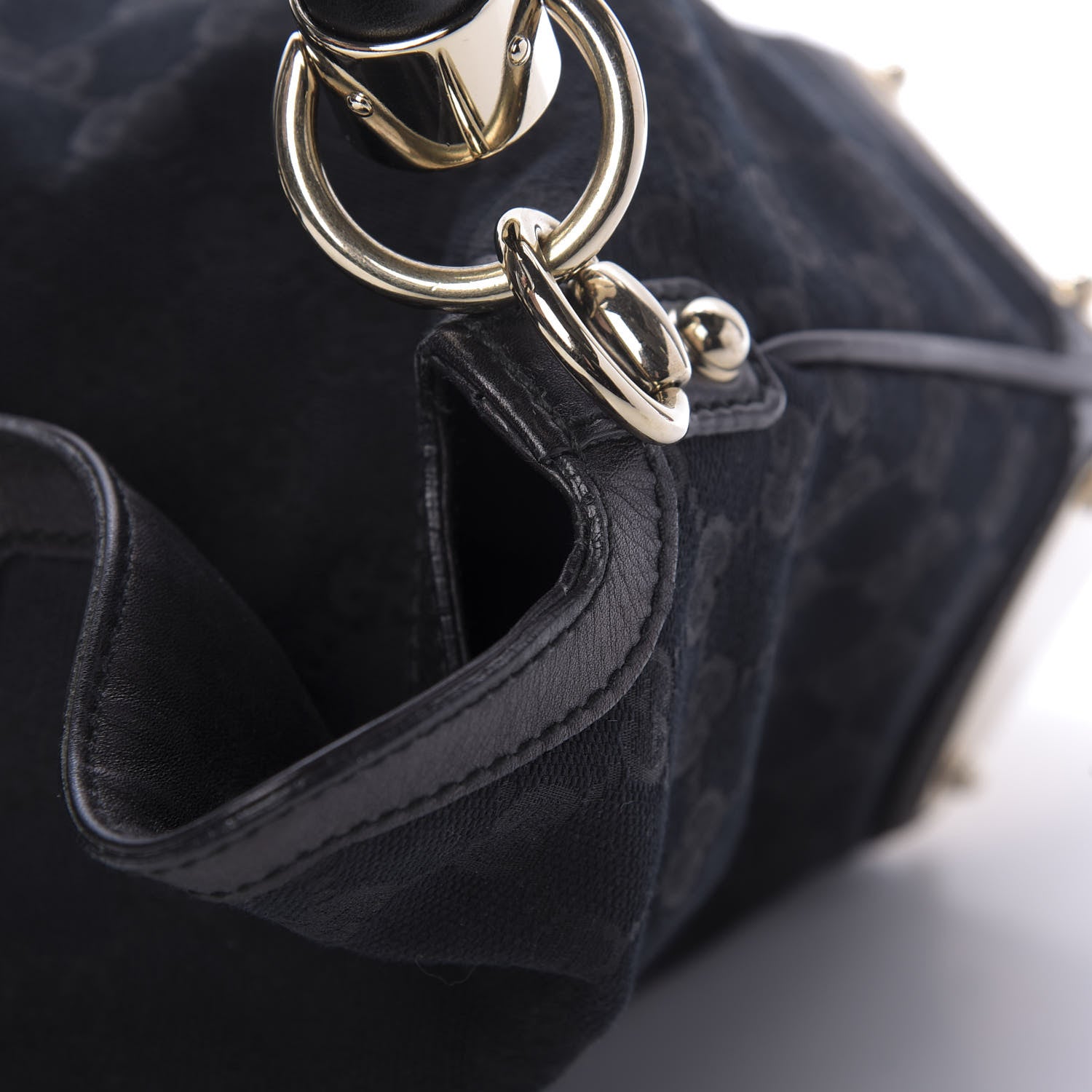 Gucci Monogram Medium Indy Top Handle Hobo Black 11 of 12