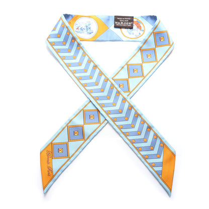 Hermes Silk Colliers Et Chiens Twilly Ciel Orange Gris Bleuete 1 of 3