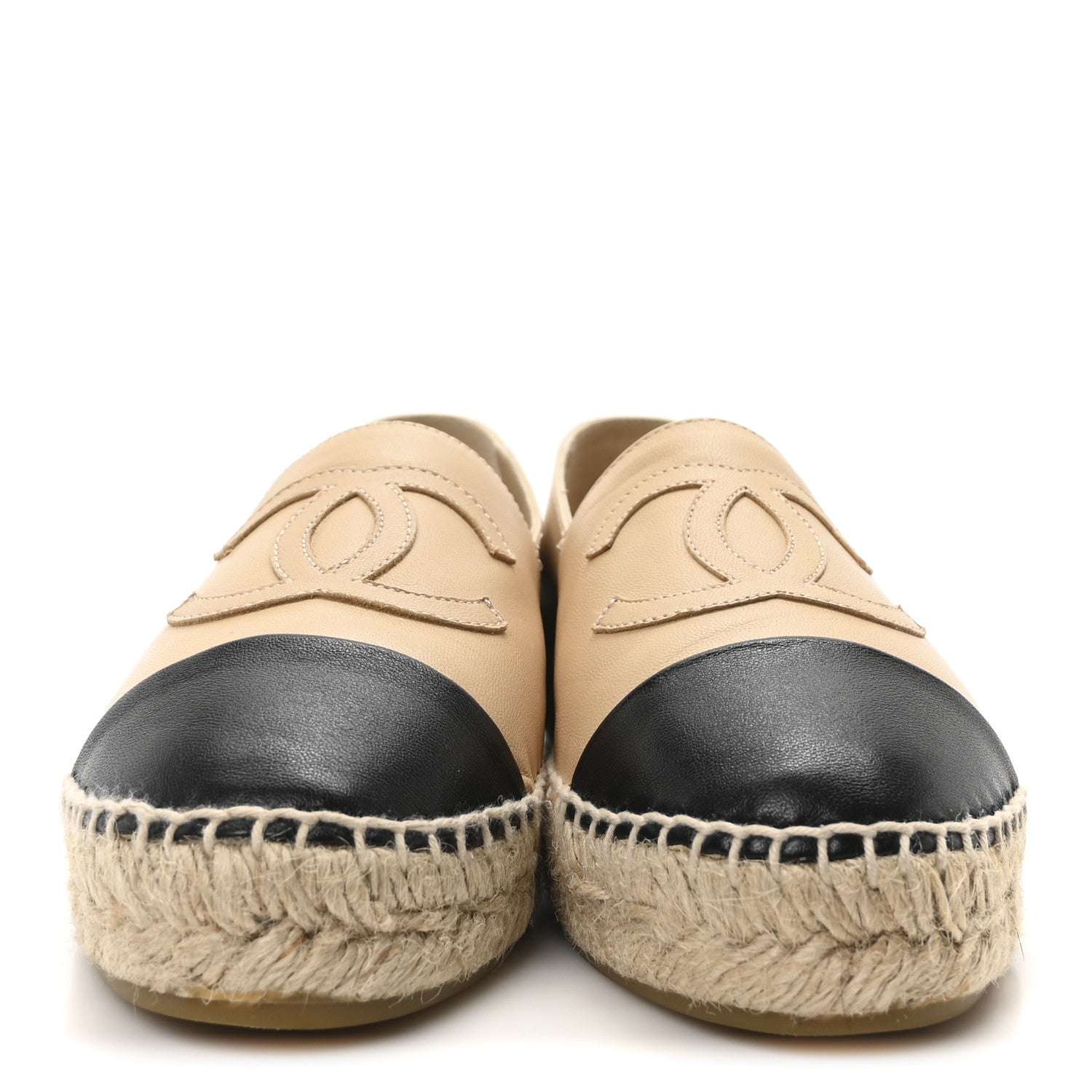 Chanel Lambskin CC Espadrilles 36 Beige Black 3 of 11