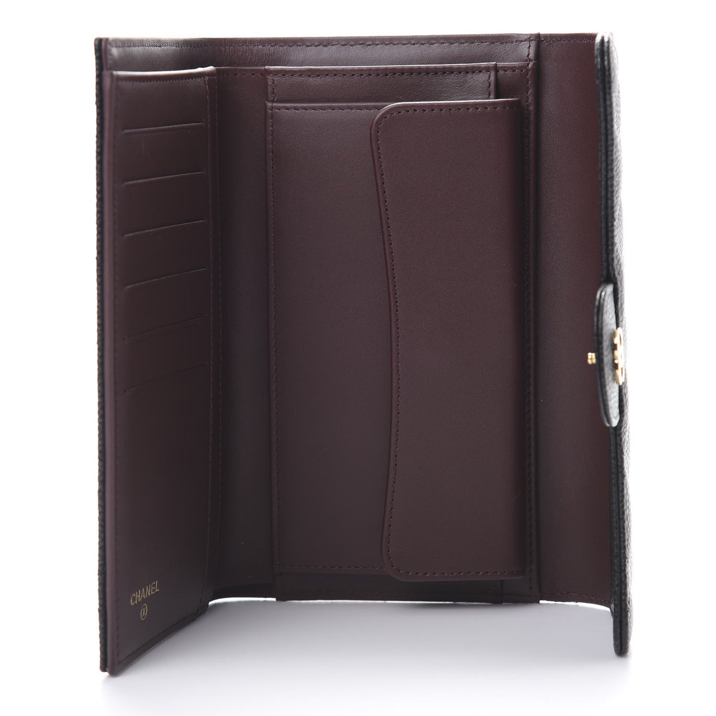 Caviar Quilted Long Flap Wallet Black
