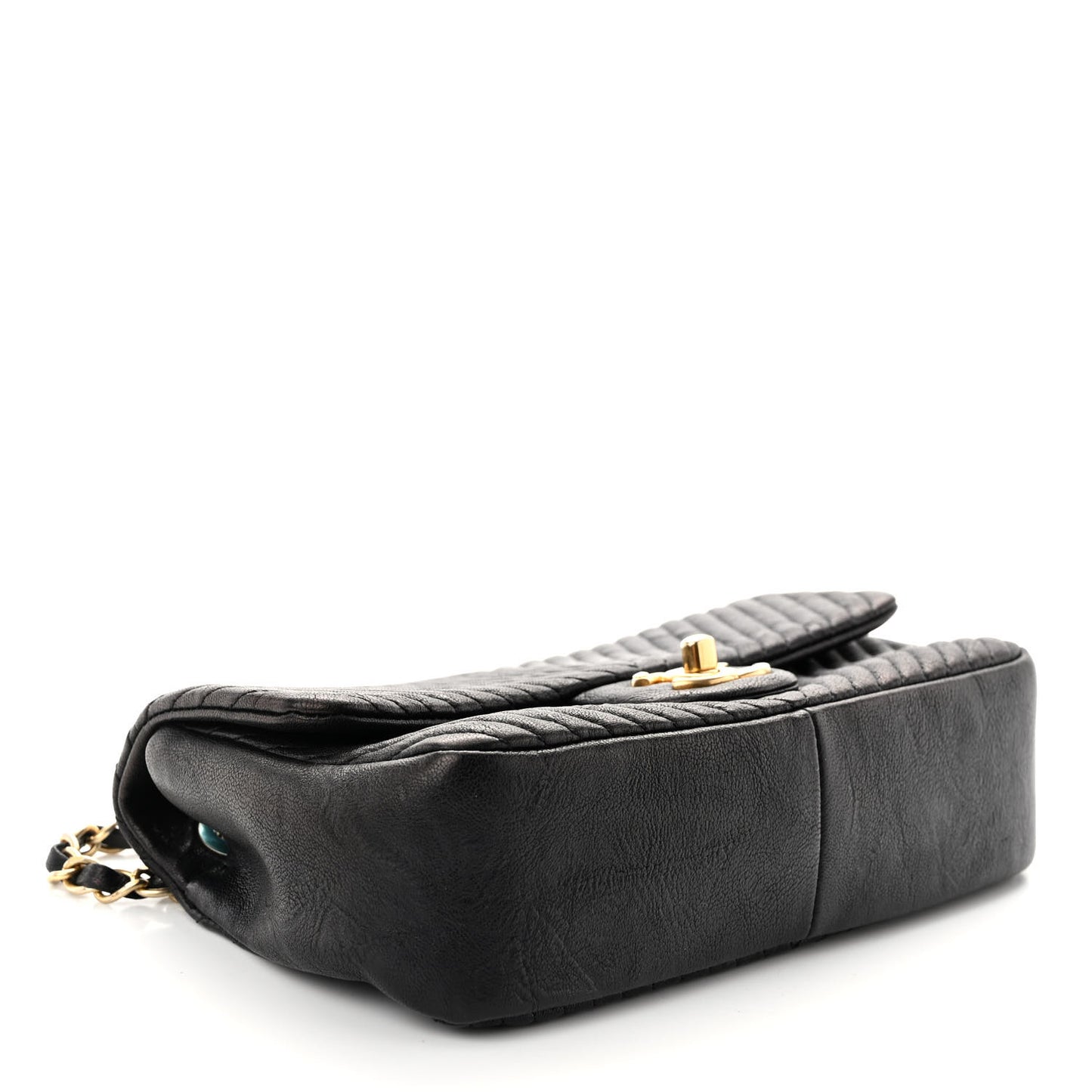 Calfskin Surpique Chevron Small Flap Black