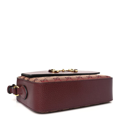 Gucci Monogram Textured Dollar Calfskin Small Horsebit 1955 Shoulder Bag Sahara Rubino Chardonnay 4 of 11