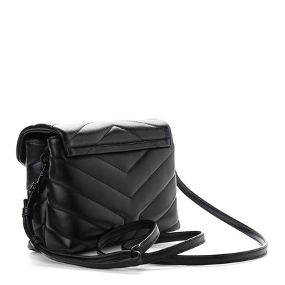 Saint Laurent Calfskin Y Quilted Monogram Toy Loulou Crossbody Bag Black 3 of 10