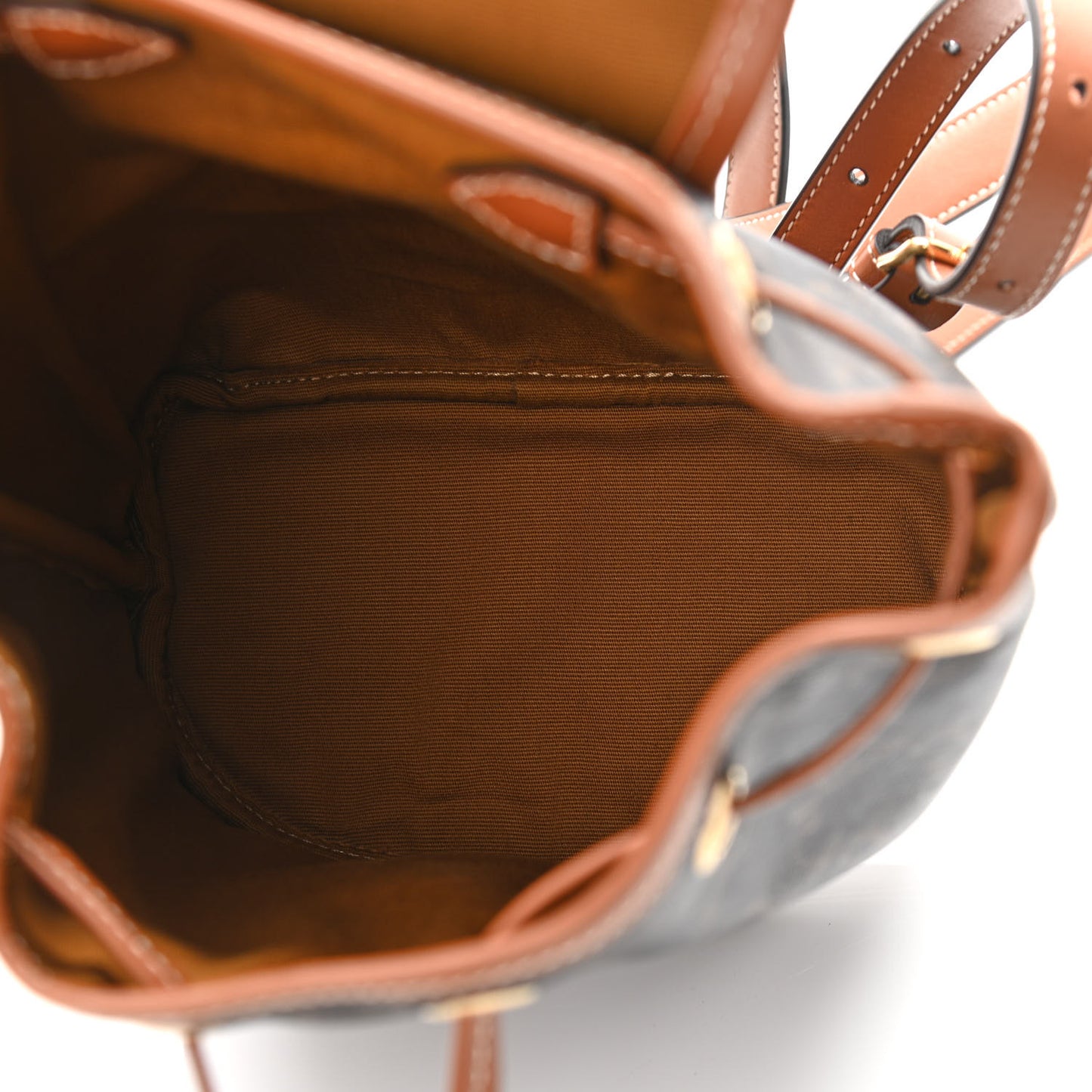 Triomphe Canvas Calfskin Mini Folco Backpack Tan