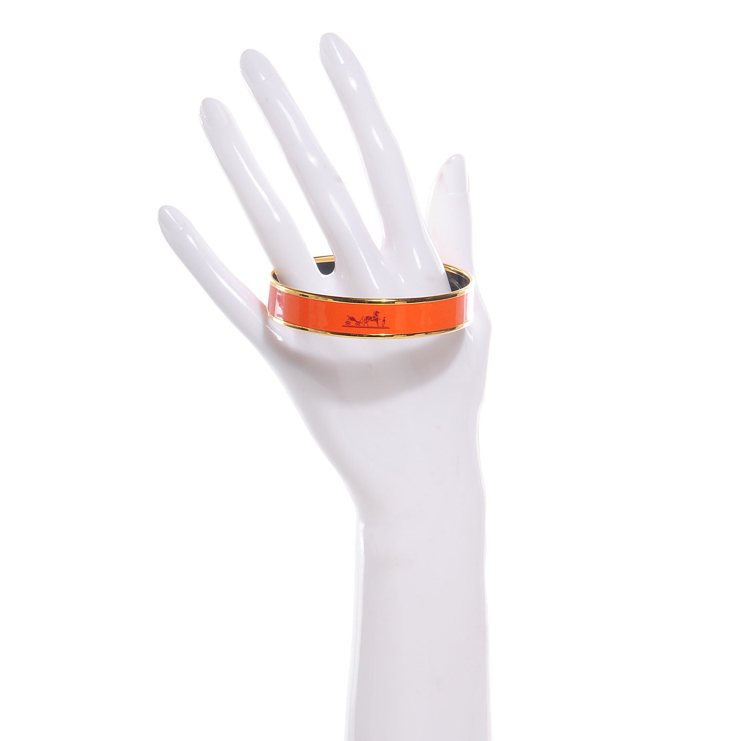 Hermes Enamel Printed Caleche Medium Bracelet 65 Orange 2 of 4