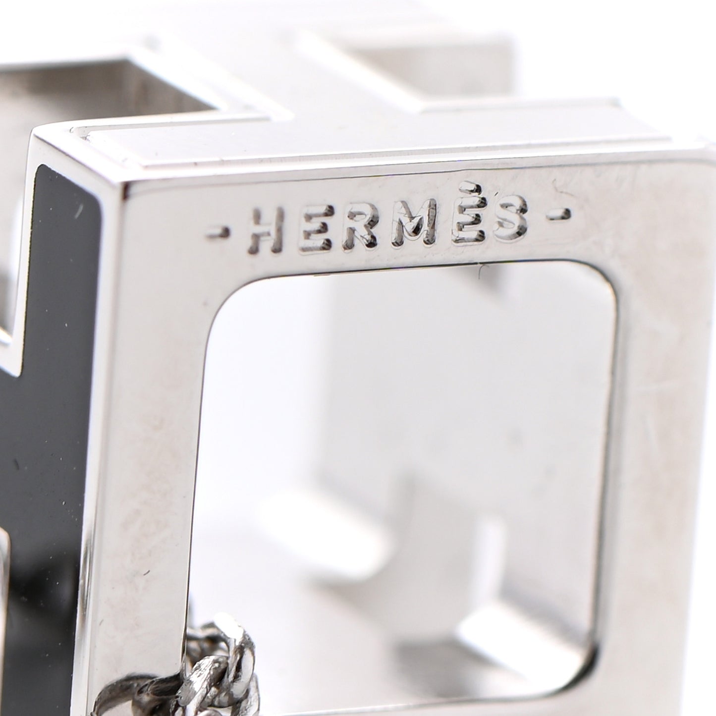 Lacquered Palladium Cage d'H Pendant Necklace Black
