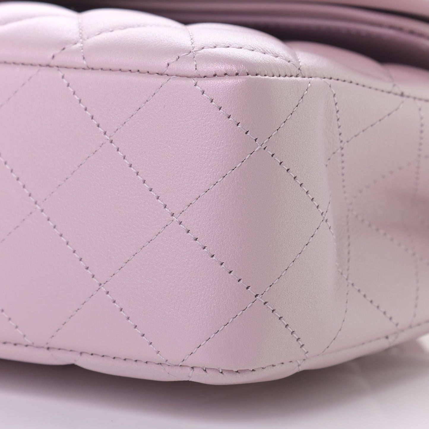 Iridescent Calfskin Quilted Medium Double Flap Light Pink