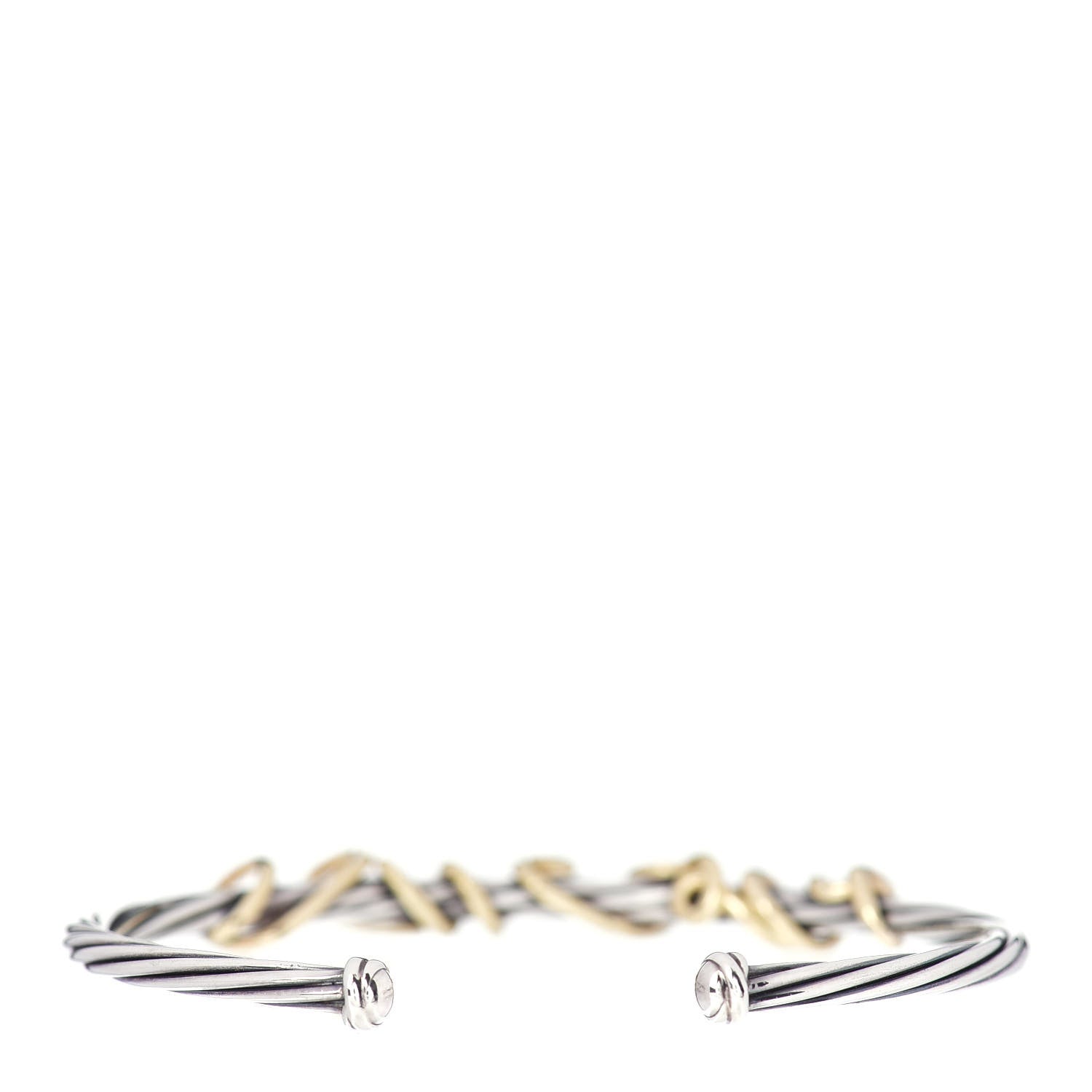 David Yurman Sterling Silver 14K Yellow Gold DY Whispers I Love You Bracelet 3 of 4