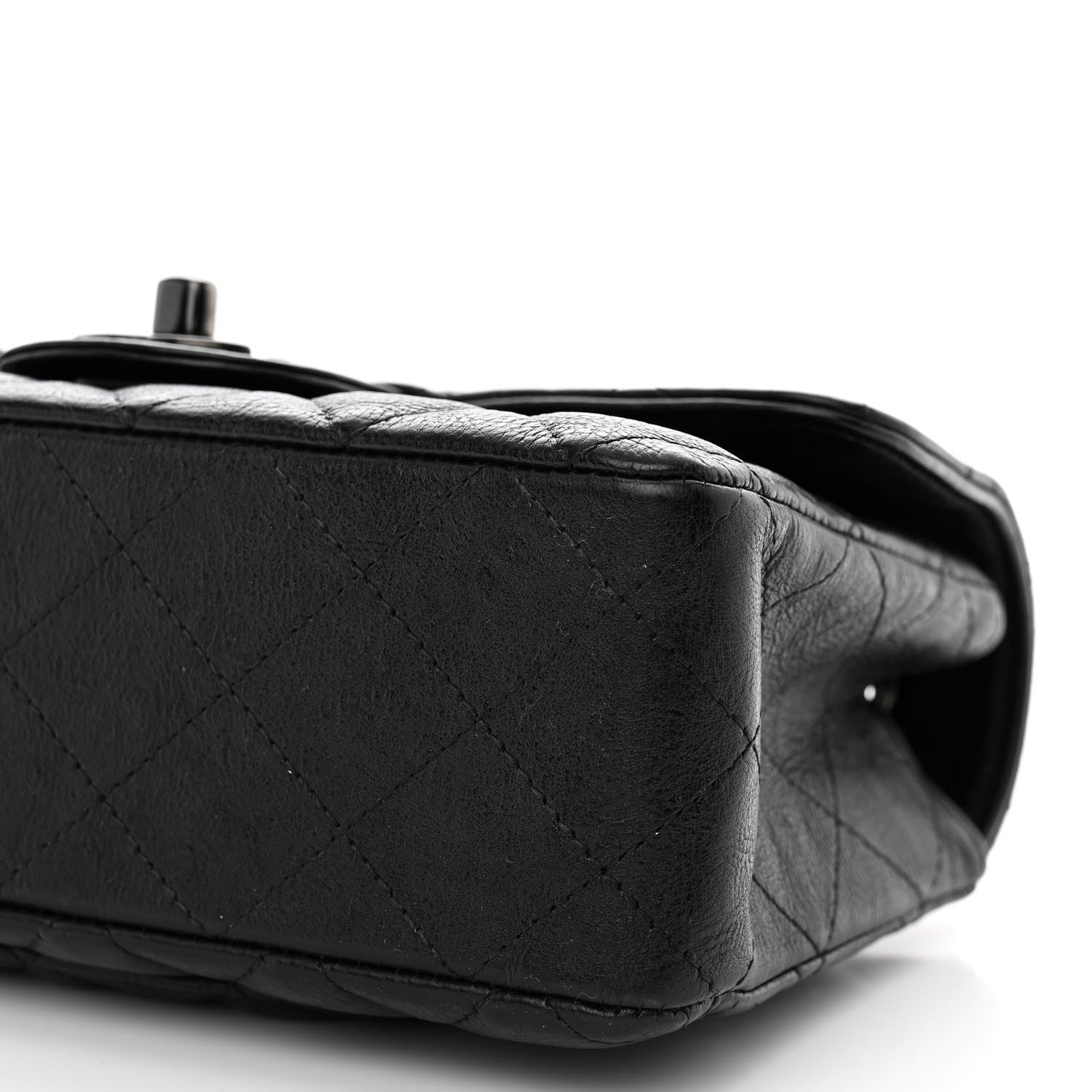 Chanel Crumpled Calfskin Quilted Mini Rectangular Flap So Black 10 of 10