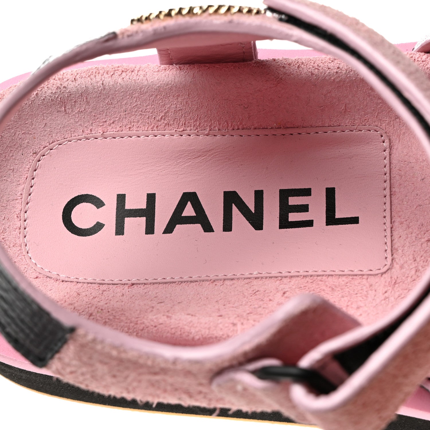 Chanel Suede Calfskin Velcro Flat Sandals 38 Light Pink 6 of 9