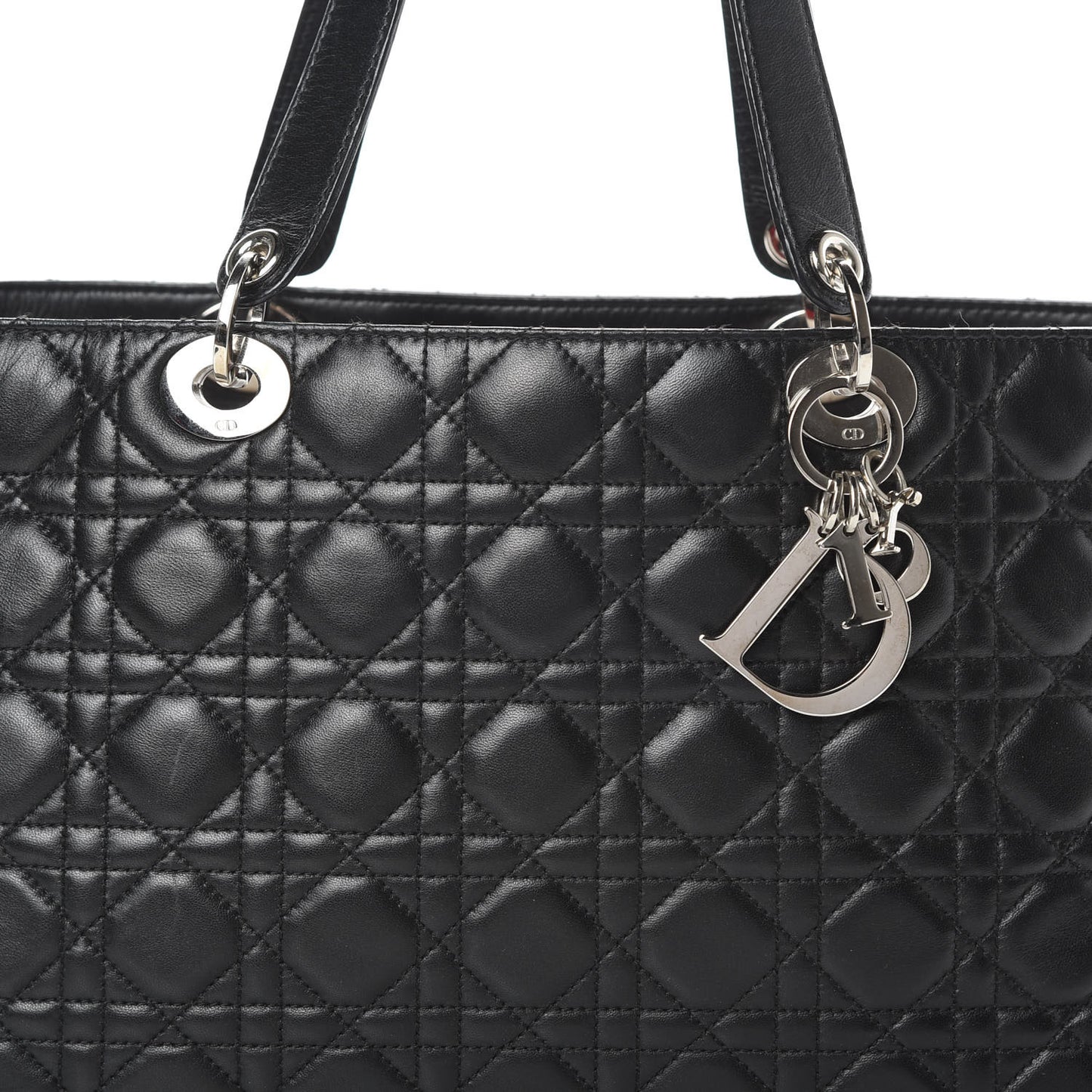 Lambskin Cannage Large Lady Dior Shopper Tote Black