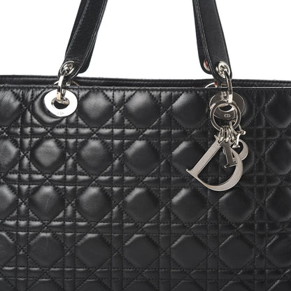 Christian Dior Lambskin Cannage Large Lady Dior Shopper Tote Black 8 of 15