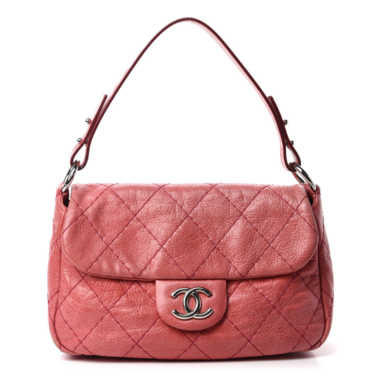 Chanel Glazed Calfskin Stitched On The Road Flap Pink 1 of 13