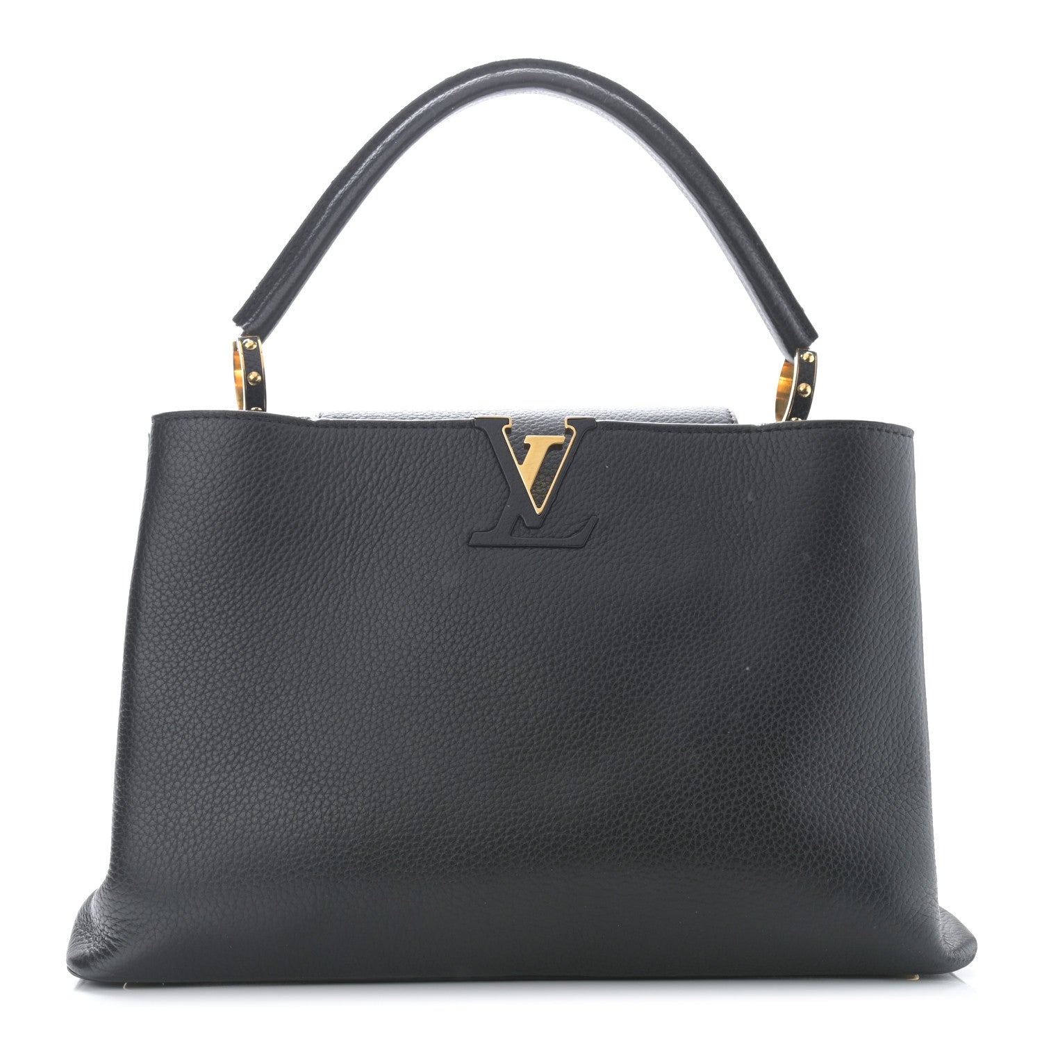 Louis Vuitton Taurillon Capucines MM Black Fuchsia 1 of 11