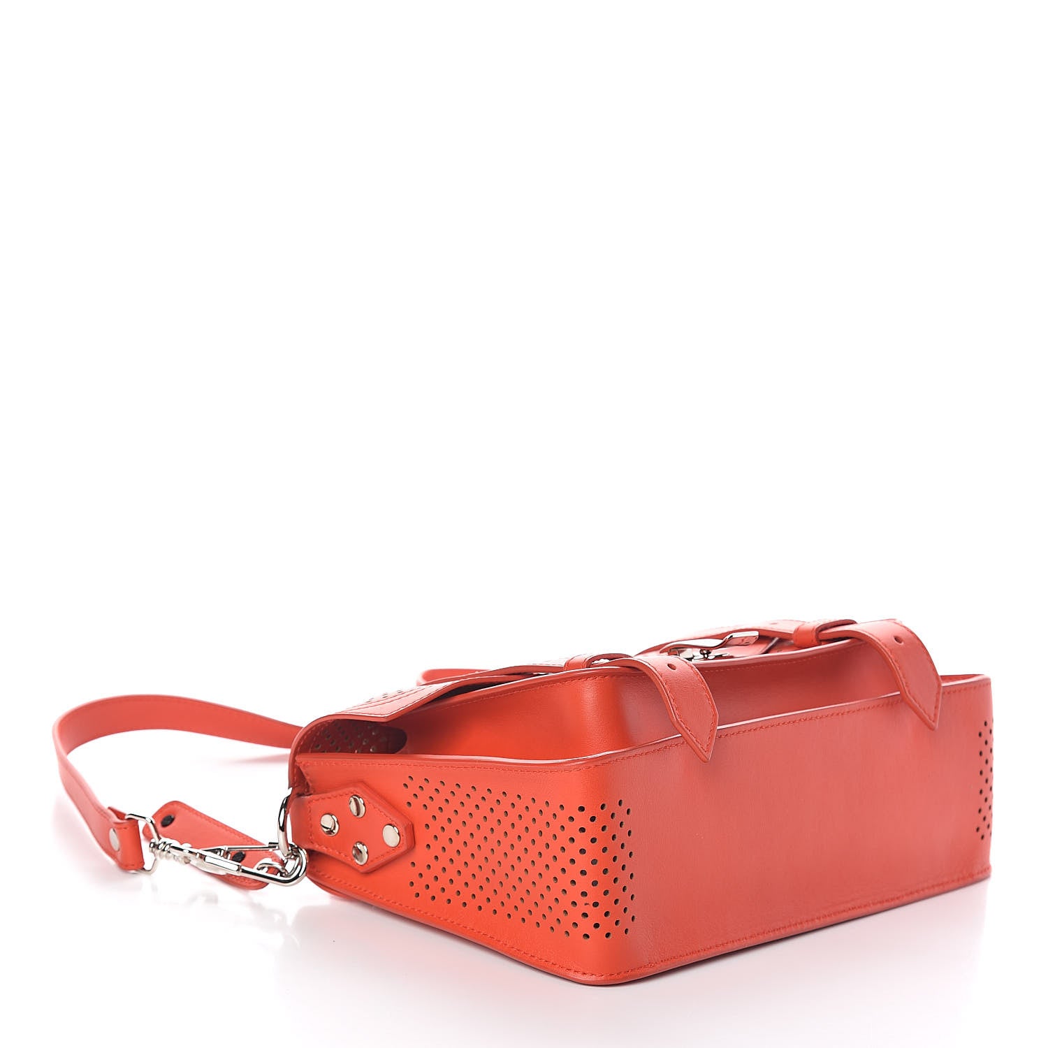 Proenza Schouler Lambskin Perforated Tiny PS1 Satchel Fire Red 4 of 10