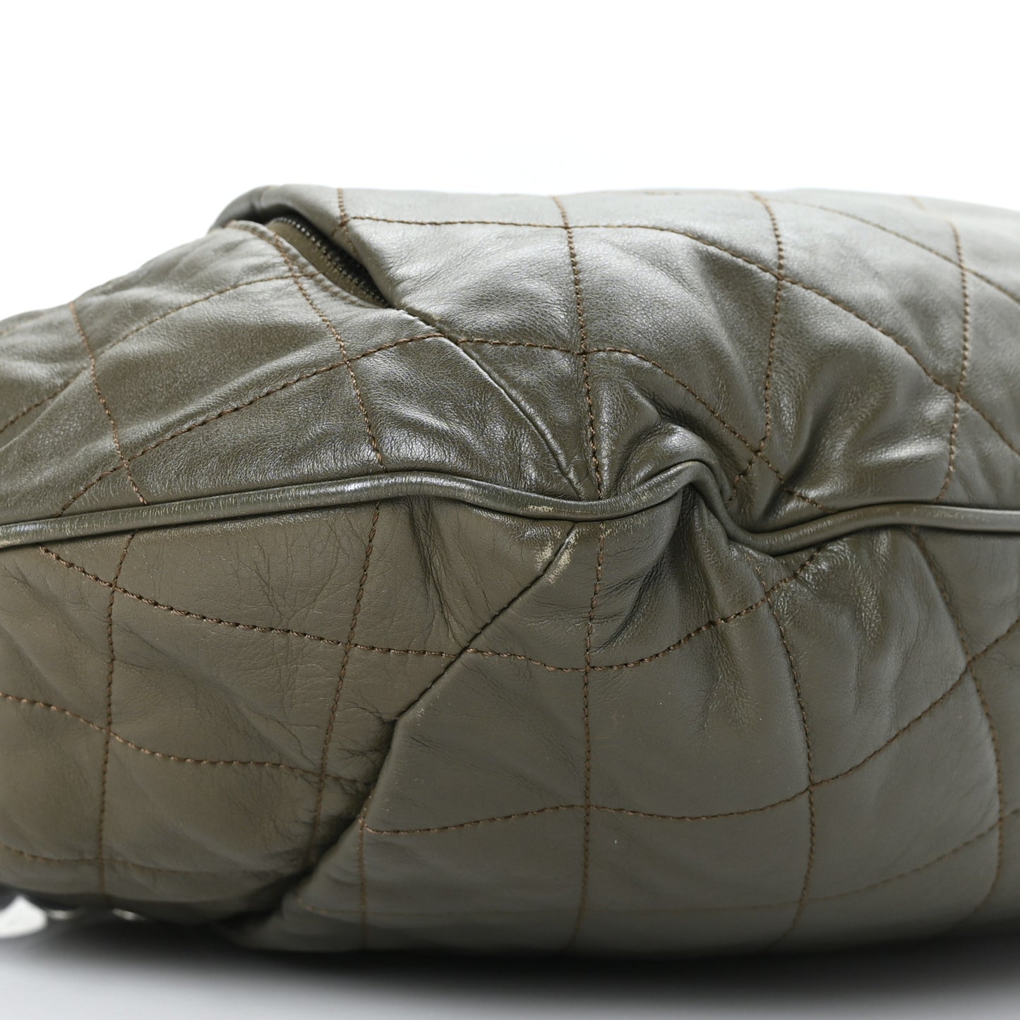Calfskin Coco Pleats Hobo Khaki