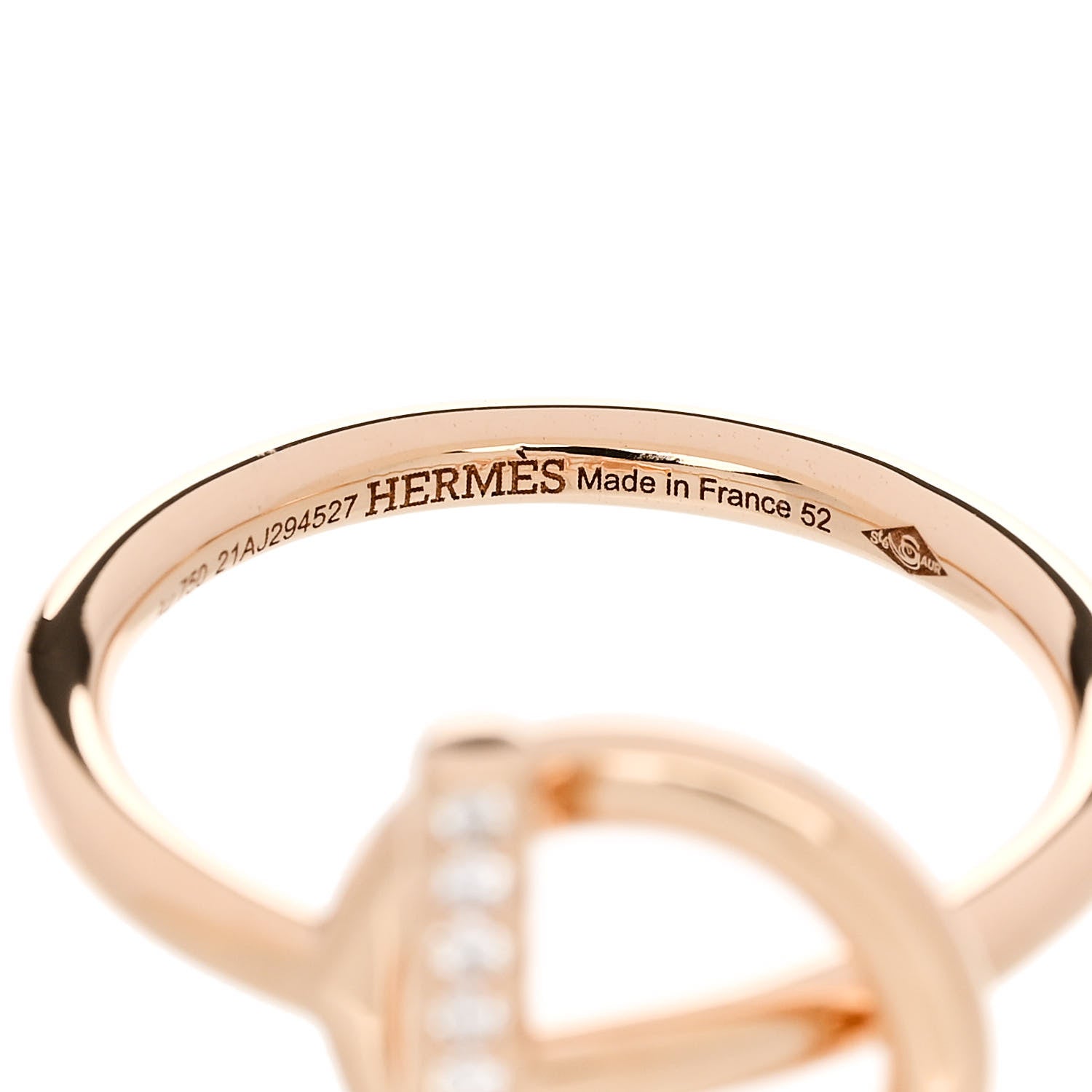 Hermes 18K Rose Gold Diamond PM Echappee Ring 52 6 5 of 6