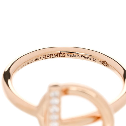 Hermes 18K Rose Gold Diamond PM Echappee Ring 52 6 5 of 6