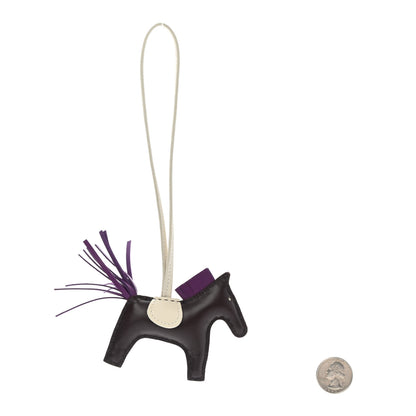 Hermes Milo Lambskin Grigri Rodeo Horse Bag Charm PM Rouge Sellier Craie Violet 2 of 4