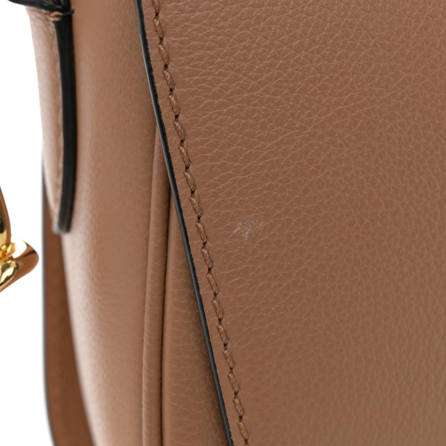 Grained Calfskin La Medusa Chain Clutch Bag Brown