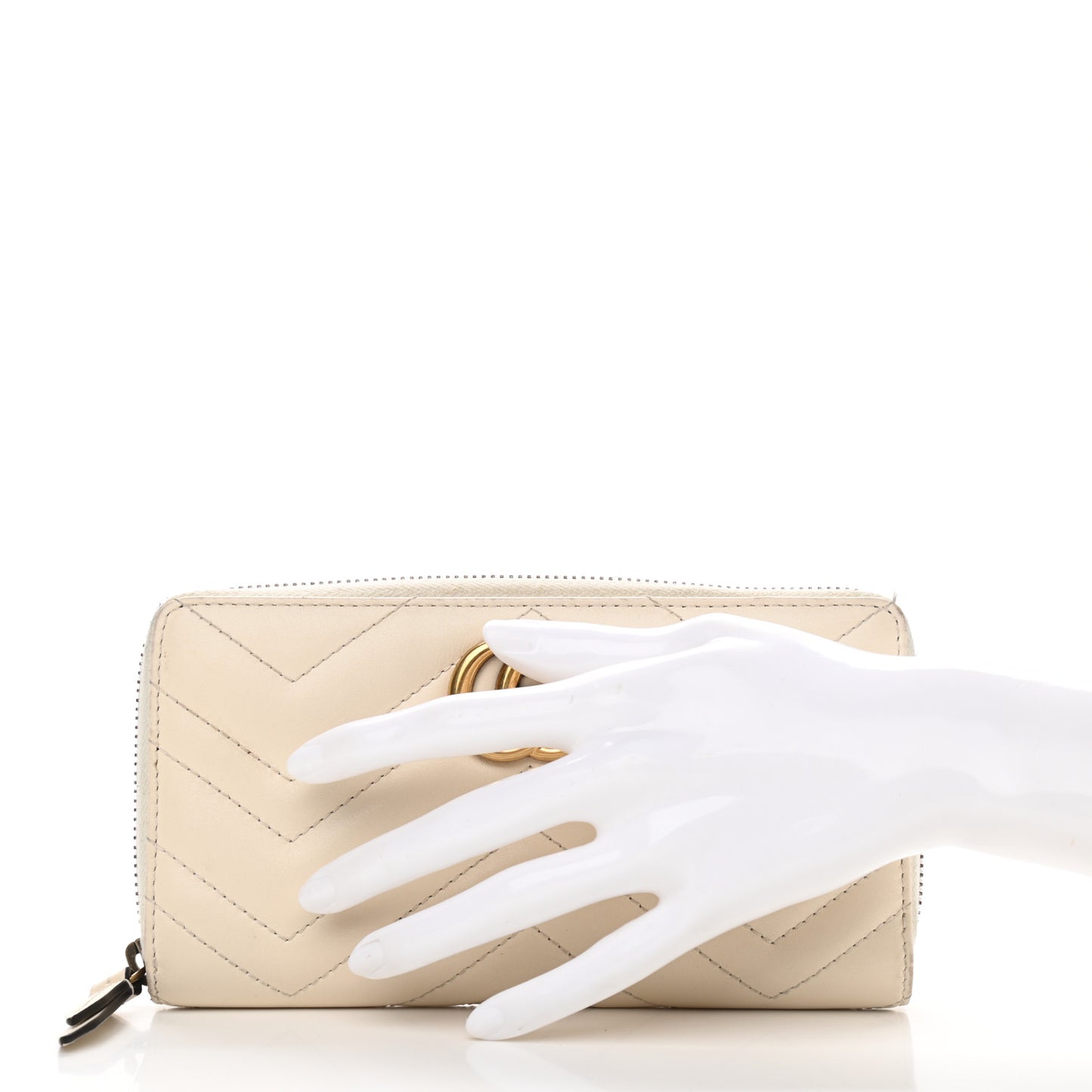 Calfskin Matelasse GG Marmont Zip Around Wallet White