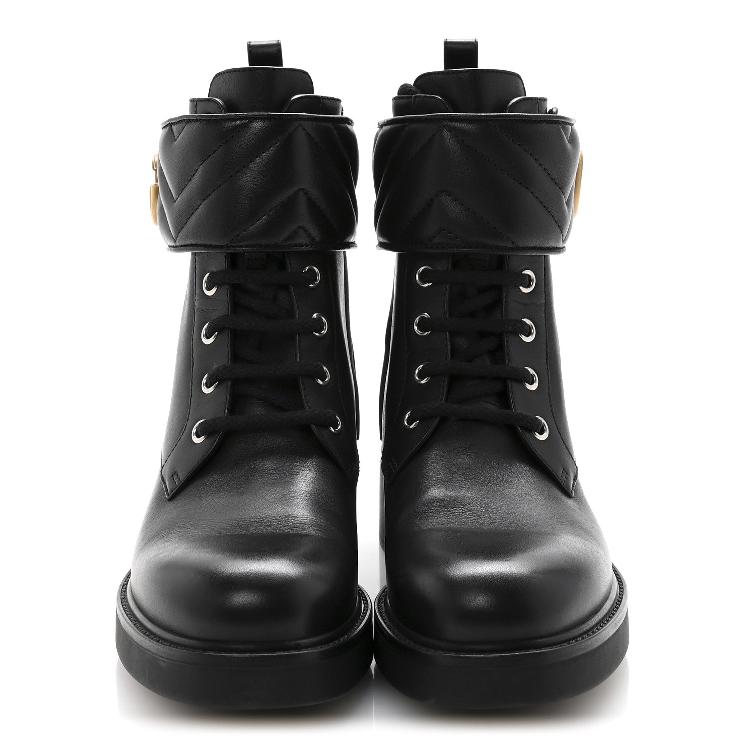 Gucci Flores Calfskin Nappa Matelasse GG 40mm Ankle Boots 37.5 Black 3 of 10
