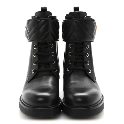 Gucci Flores Calfskin Nappa Matelasse GG 40mm Ankle Boots 37.5 Black 3 of 10