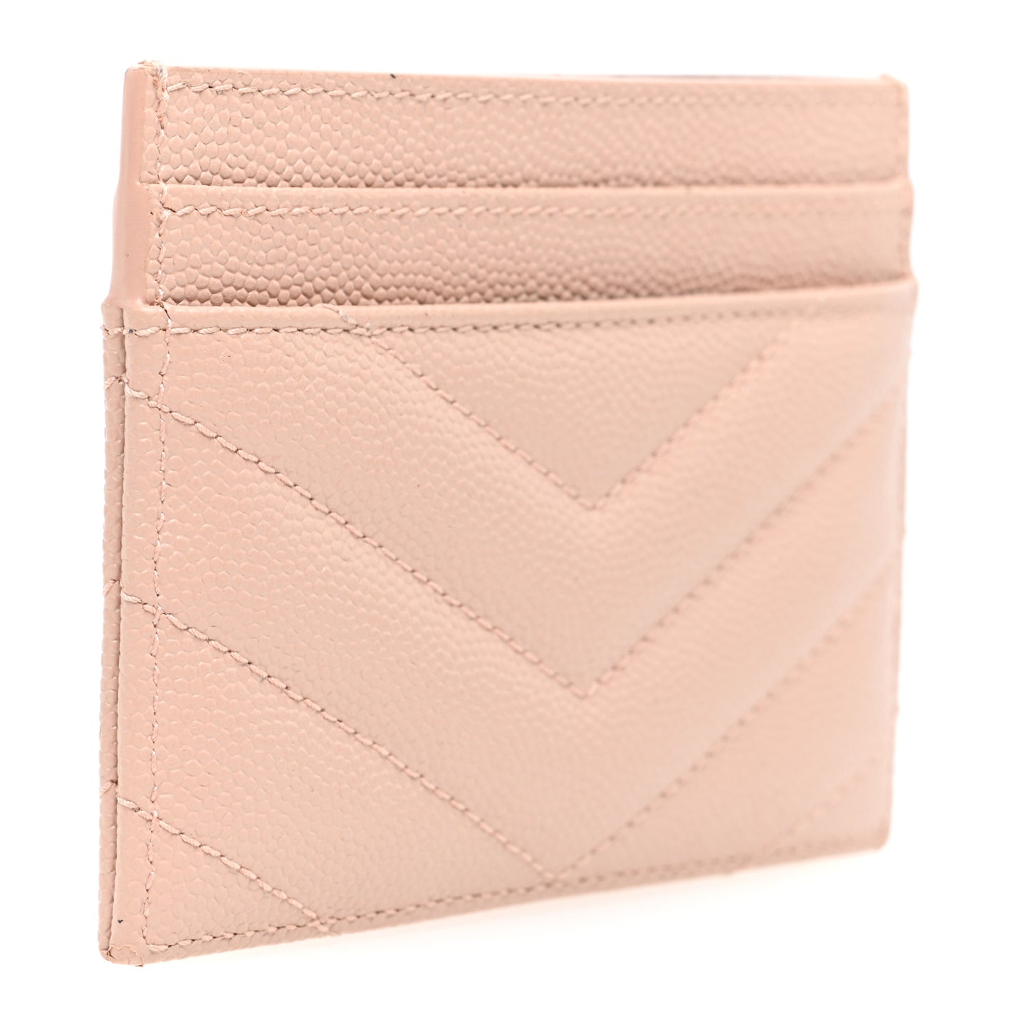 Grain De Poudre Matelasse Chevron Monogram Credit Card Case Pale Pink