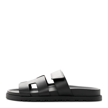 Hermes Calfskin Womens Chypre Sandals 37 Black 1 of 14